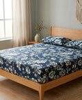 Navy Floral Elegance Bedsheet